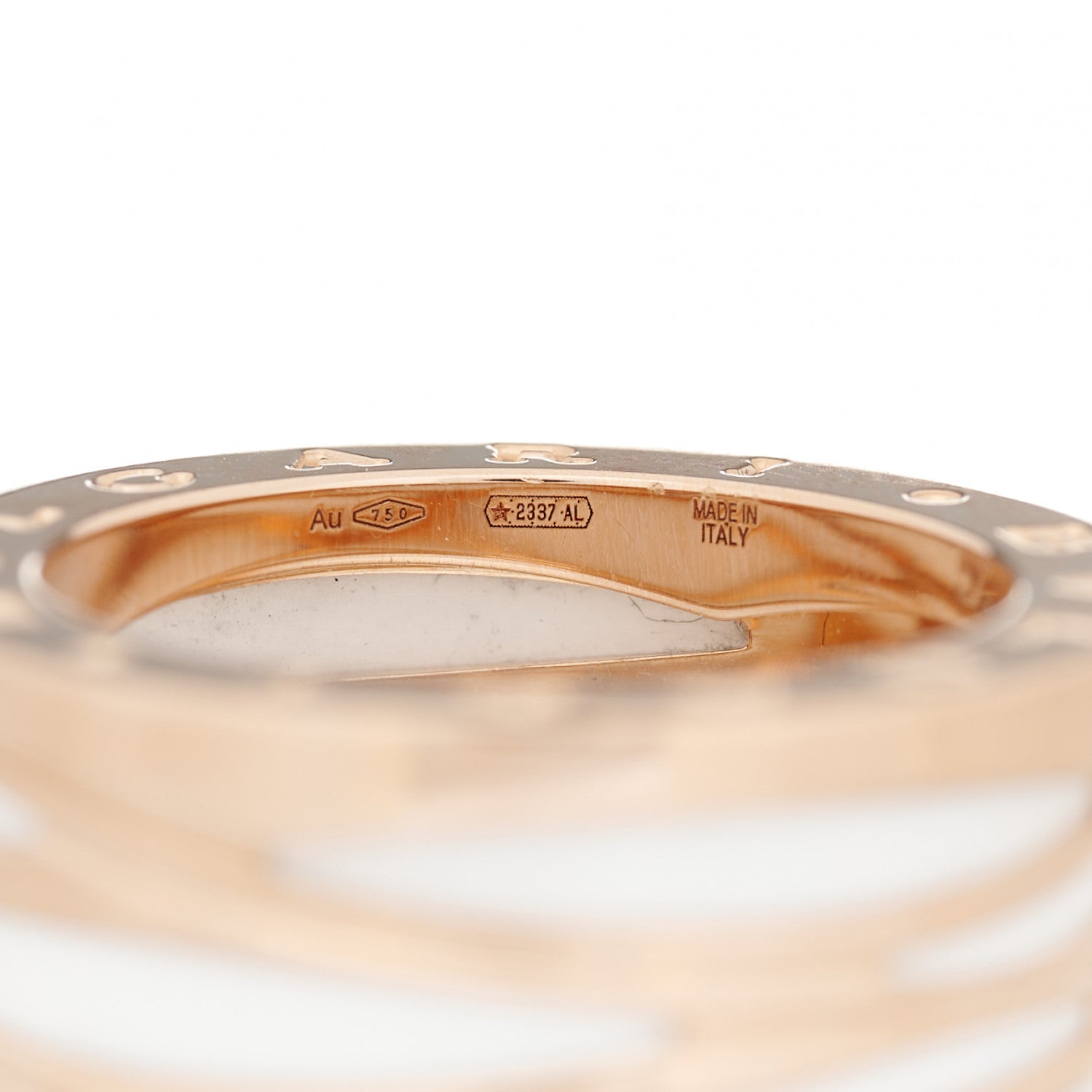 Bulgari 18K Rose Gold White Ceramic B.Zero1 Legend Four-Band Ring 57 8 5 of 6