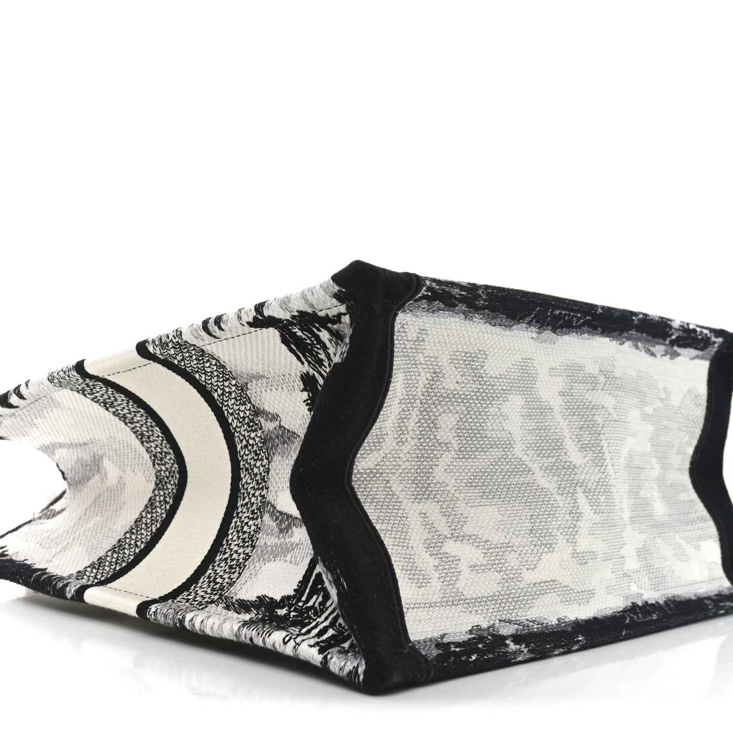 Canvas Embroidered Medium Paris Book Tote White Black