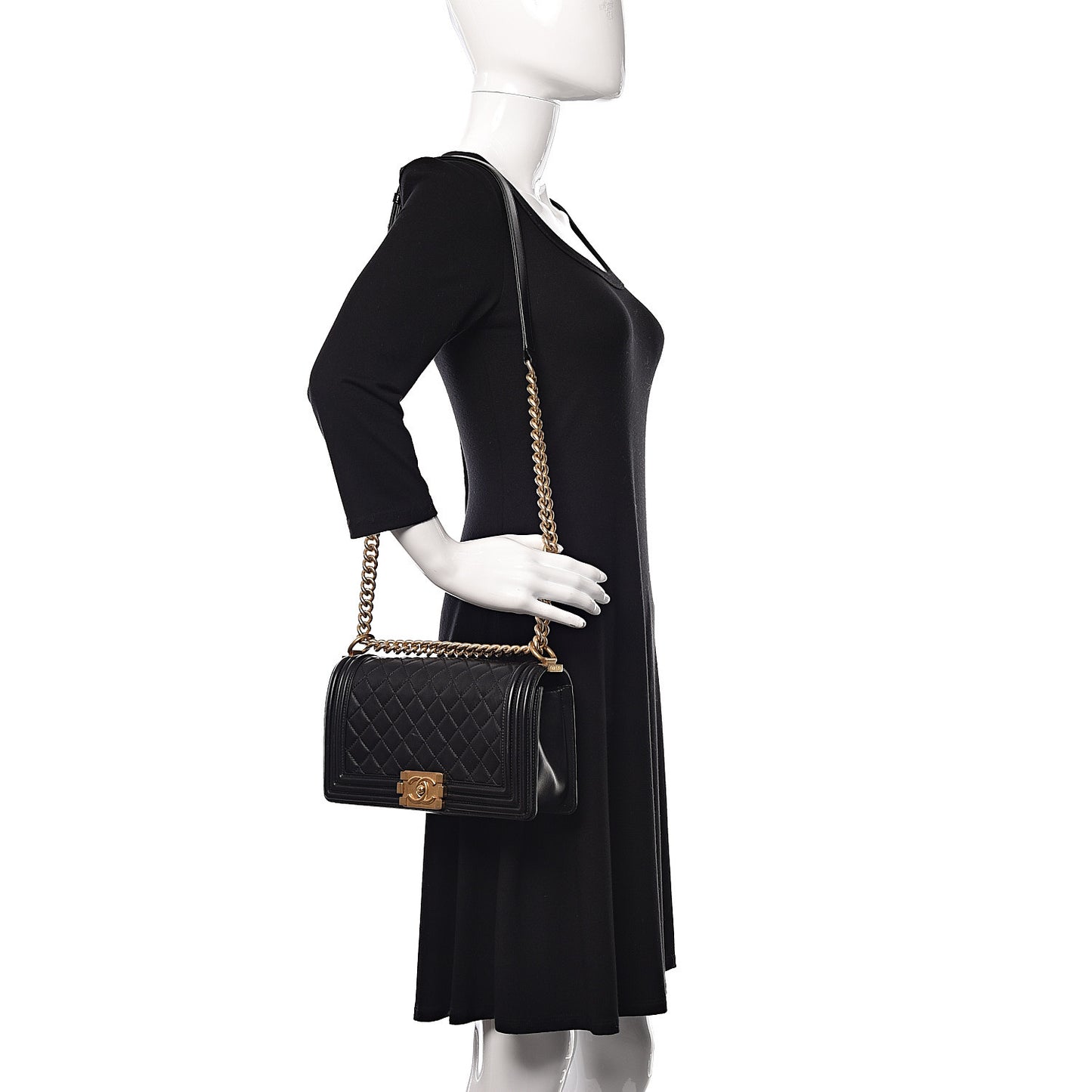 Lambskin Quilted Medium Boy Flap Black