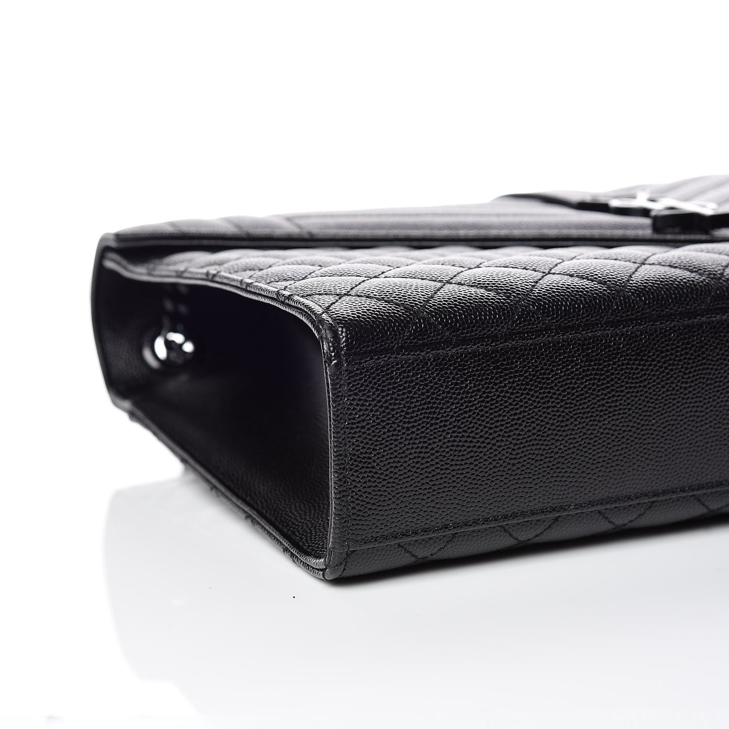 Grain De Poudre Textured Mixed Matelasse Large Triquilt Monogram Monochrome Satchel Black