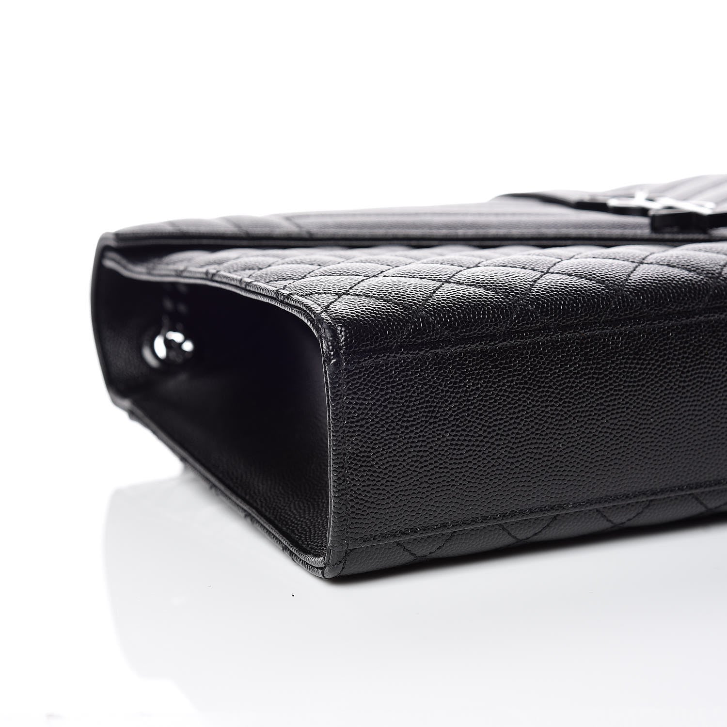 Saint Laurent Grain De Poudre Textured Mixed Matelasse Large Triquilt Monogram Monochrome Satchel Black 5 of 11