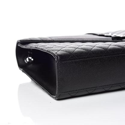 Saint Laurent Grain De Poudre Textured Mixed Matelasse Large Triquilt Monogram Monochrome Satchel Black 5 of 11