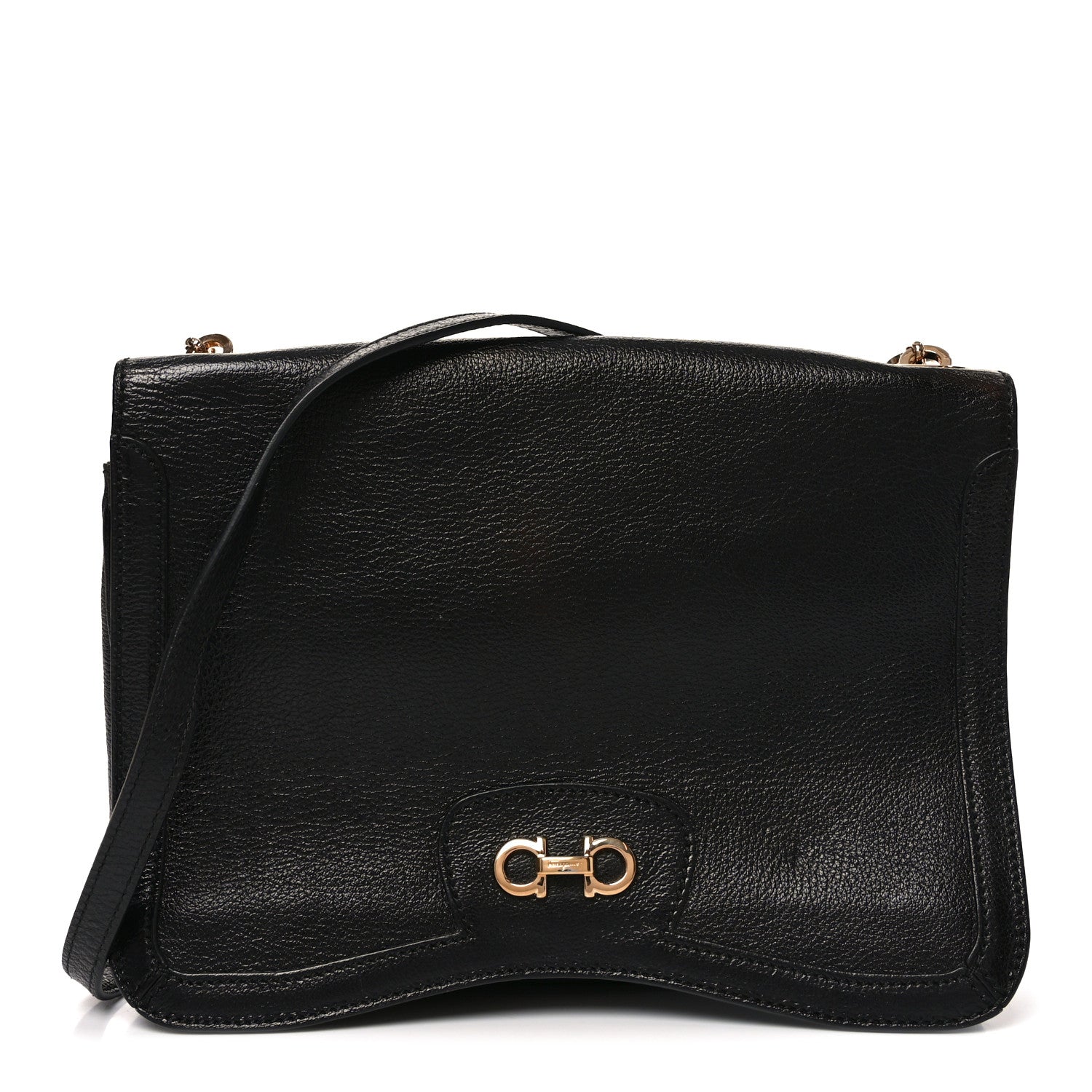 Salvatore Ferragamo Buffalo Gancini Shoulder Bag Black 1 of 9