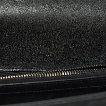 Saint Laurent Sheepskin Matelasse Chevron Monogram Medium College Bag Black 6 of 10
