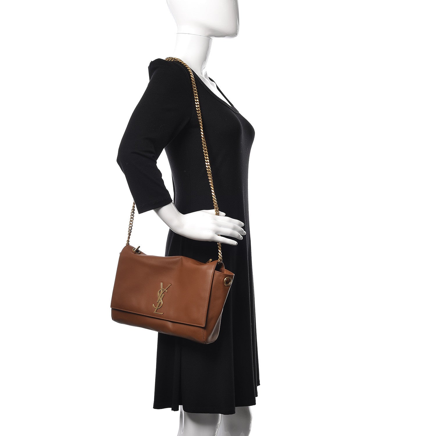 Saint Laurent Smooth Calfskin Suede Medium Reversible Monogram Kate Satchel Light Ochre 3 of 11