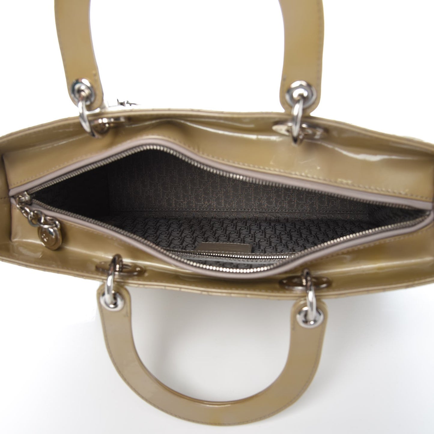 Patent Cannage Large Lady Dior Beige