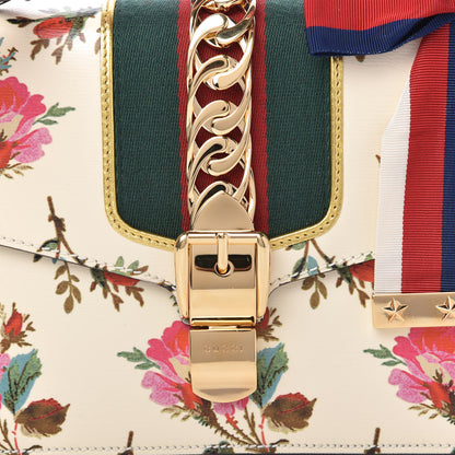 Gucci Calfskin Floral Small Sylvie Top Handle Bag Off White 10 of 10