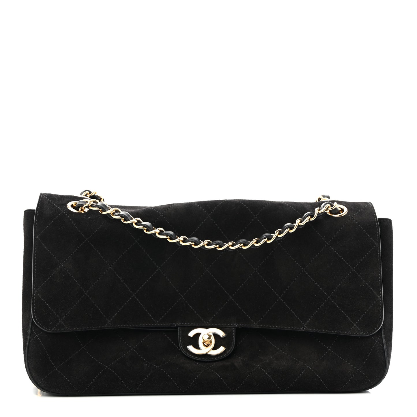 Suede Calfskin Small Souplissimo Maxi Flap Black