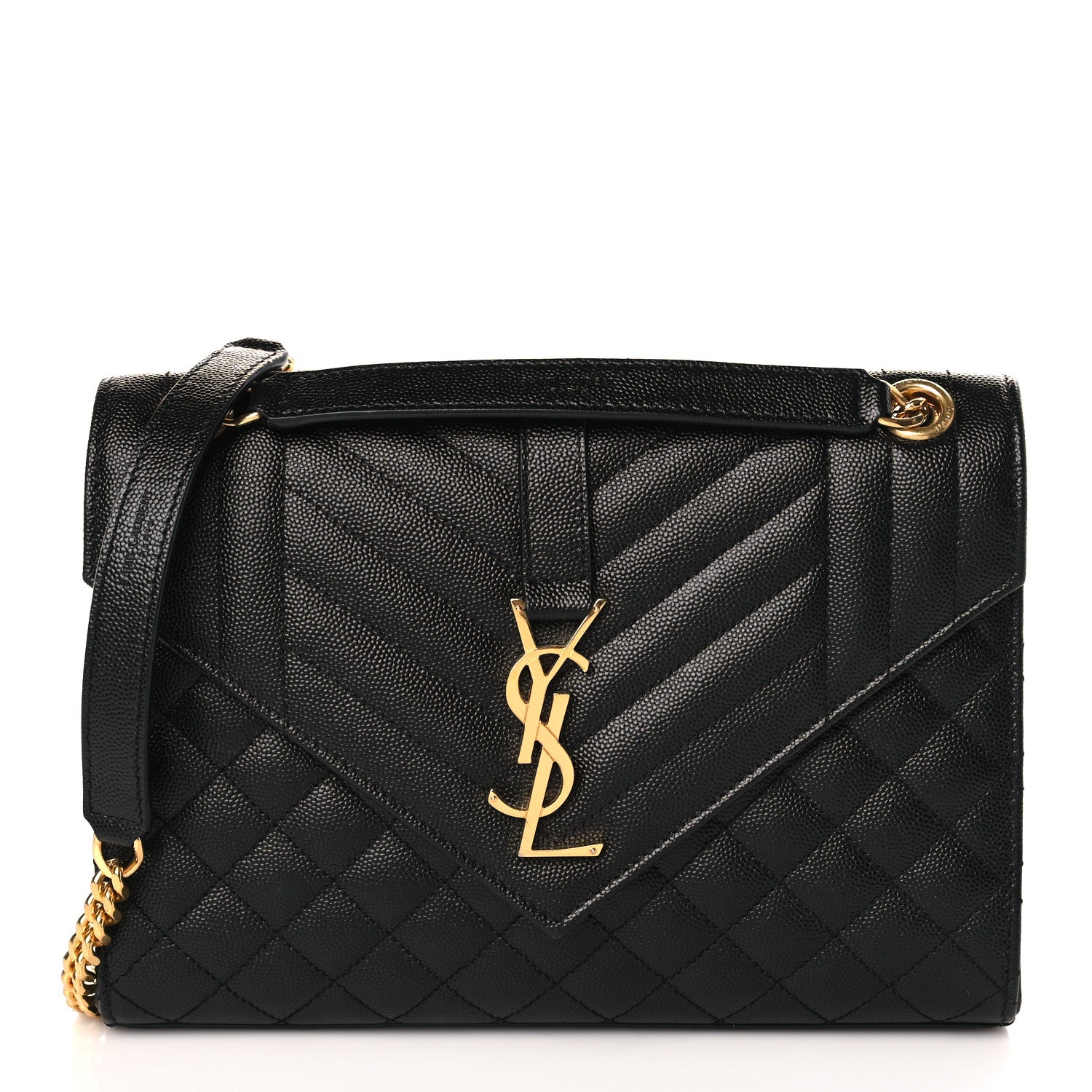 Saint Laurent Grain De Poudre Textured Mixed Matelasse Triquilt Medium Monogram Satchel Black 1 of 9