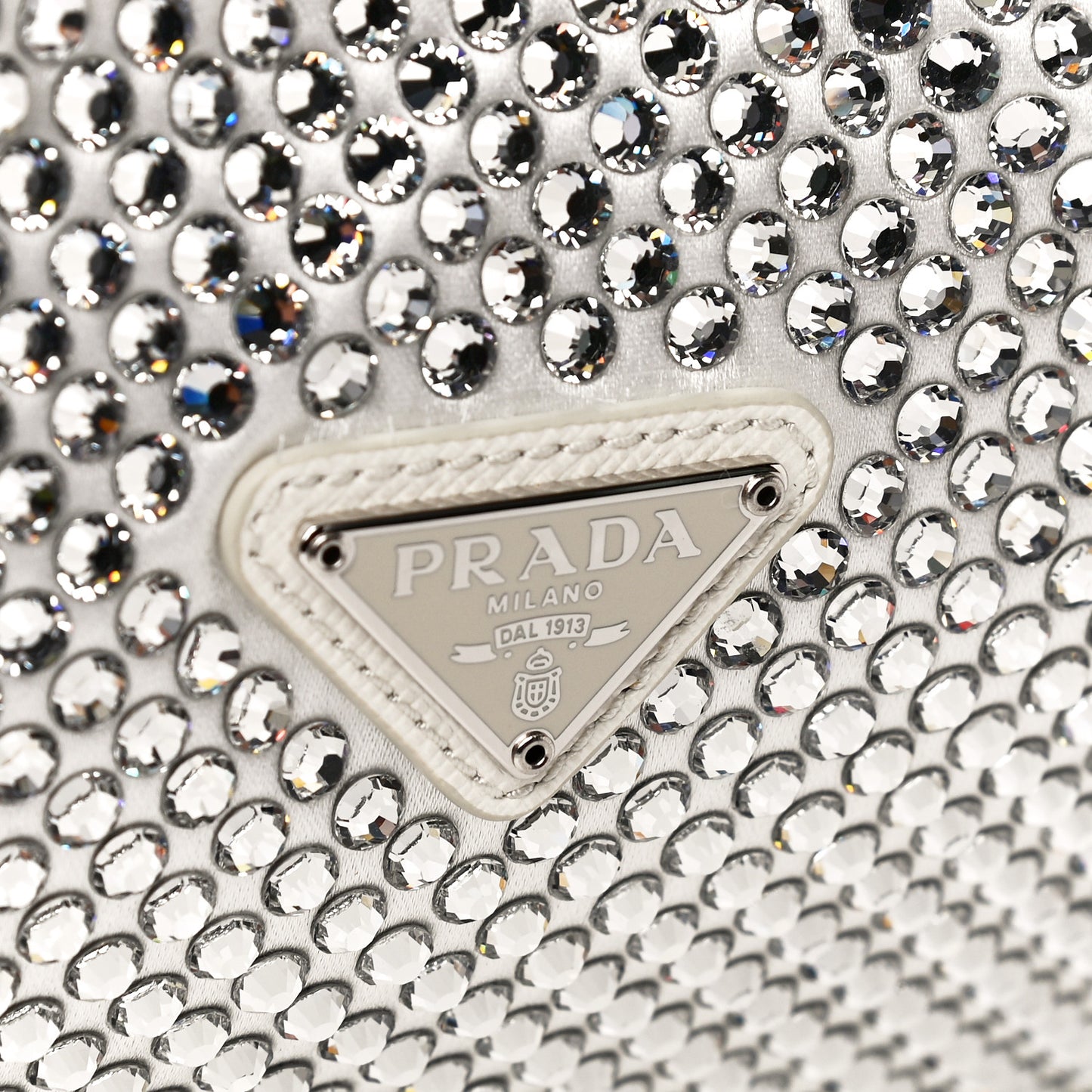 Satin Crystal Mini Re-Edition 2000 Bag White