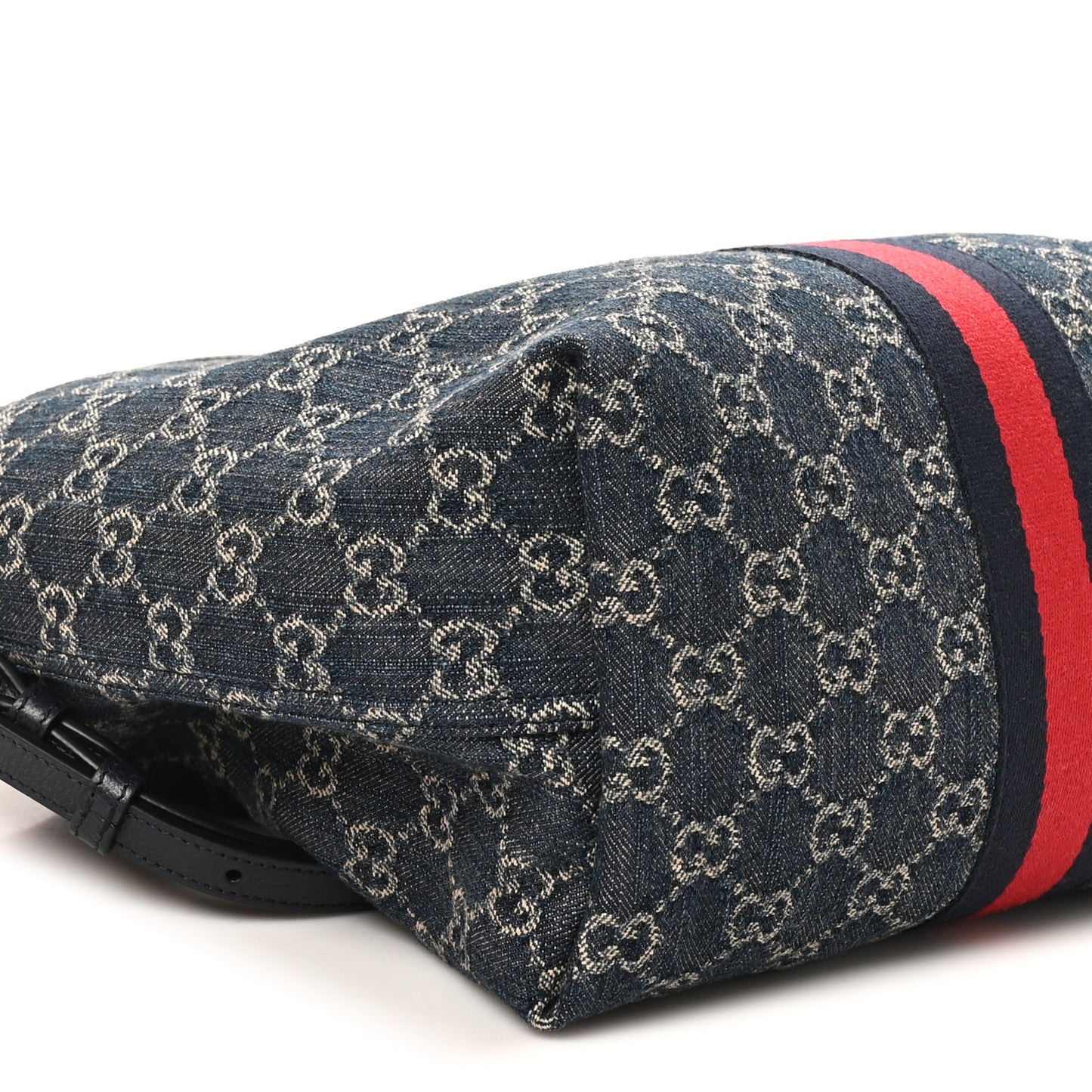 GG Monogram Denim Small Giglio Tote Blue White