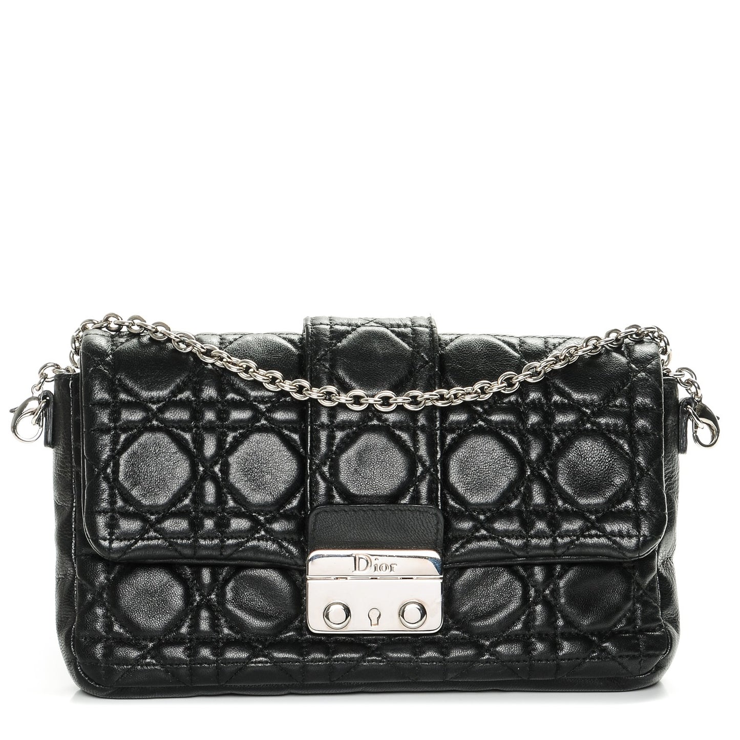 Lambskin Cannage New Lock Pouch Black