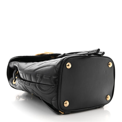 Salvatore Ferragamo Calfskin Quilted Gancini Backpack Black 4 of 10