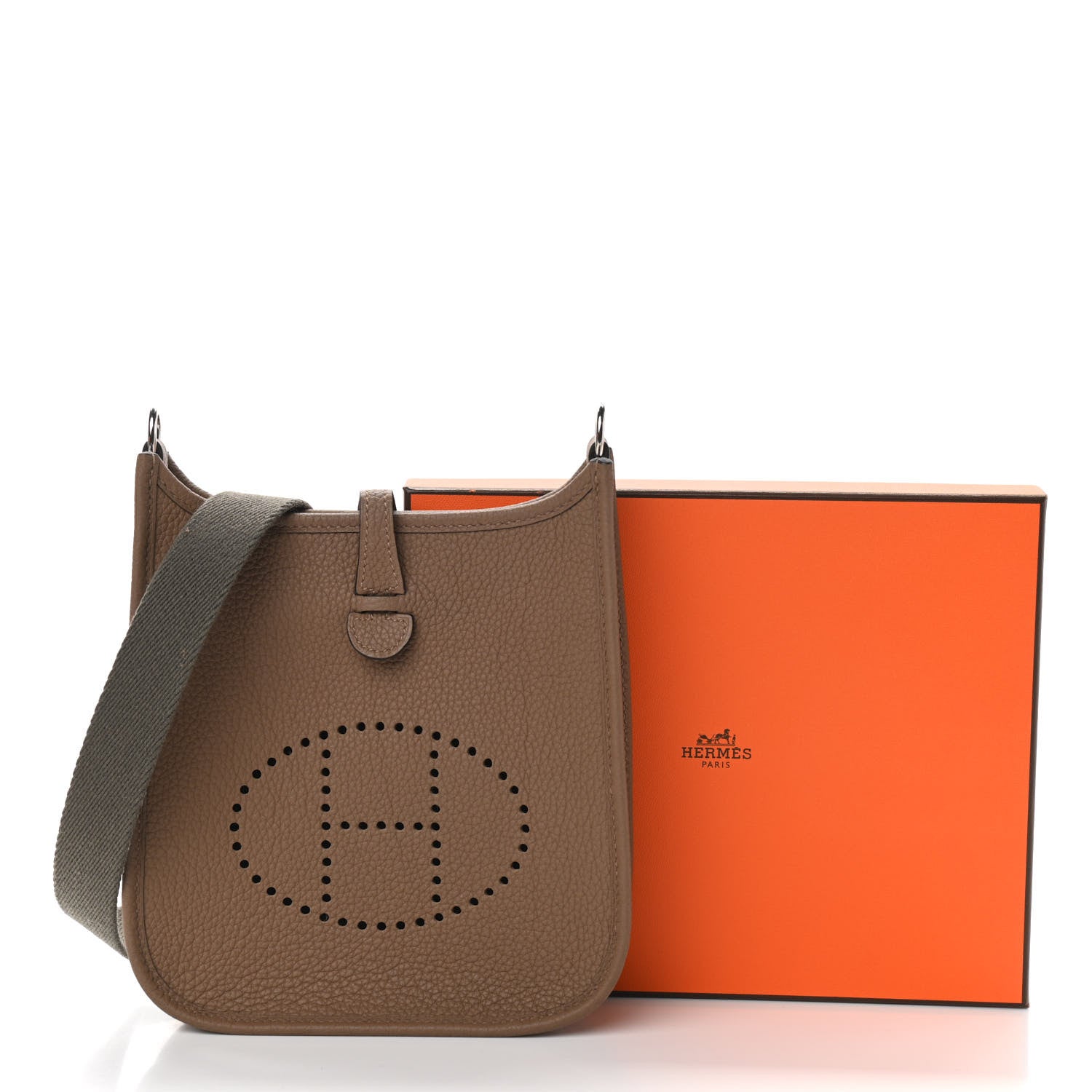 Hermes Taurillon Maurice Amazone Evelyne TPM Beige De Weimar Gris Etain 10 of 10