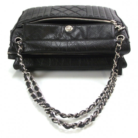 Chanel Aged Calfskin Perforated Expandable Tote Black 5 of 10