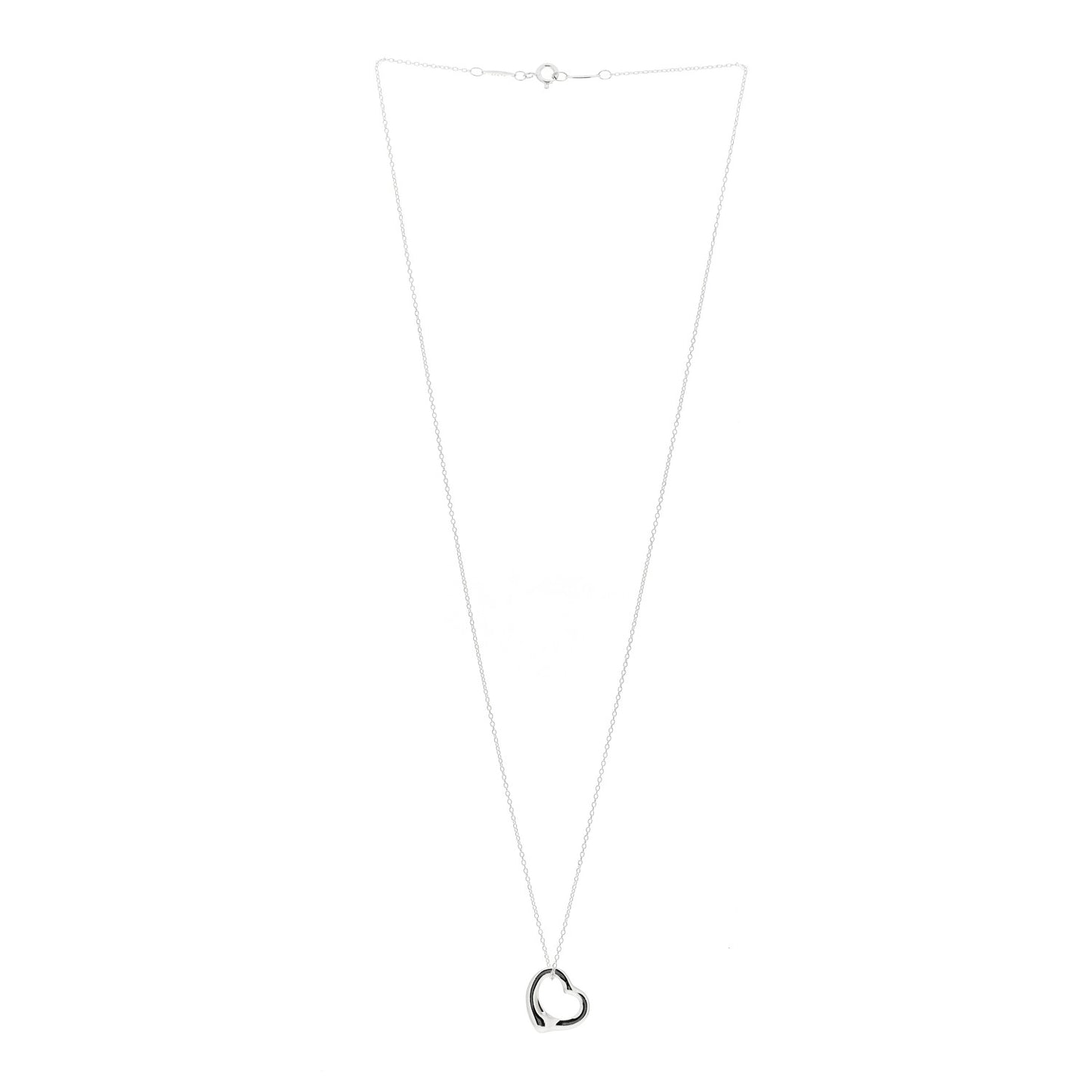Sterling Silver 16mm Elsa Peretti Open Heart Pendant Necklace