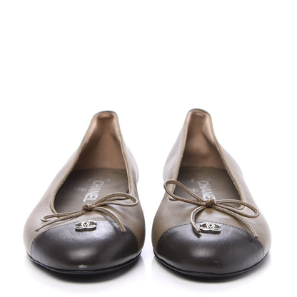 Chanel Lambskin Cap Toe CC Ballerina Flats 39 Brown 2 of 9