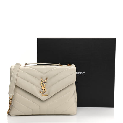 Saint Laurent Calfskin Y Quilted Monogram Small Loulou Chain Satchel Crema Soft 11 of 11
