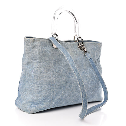 Christian Dior Denim Cannage Large Lady Dior Tote Blue 3 of 17