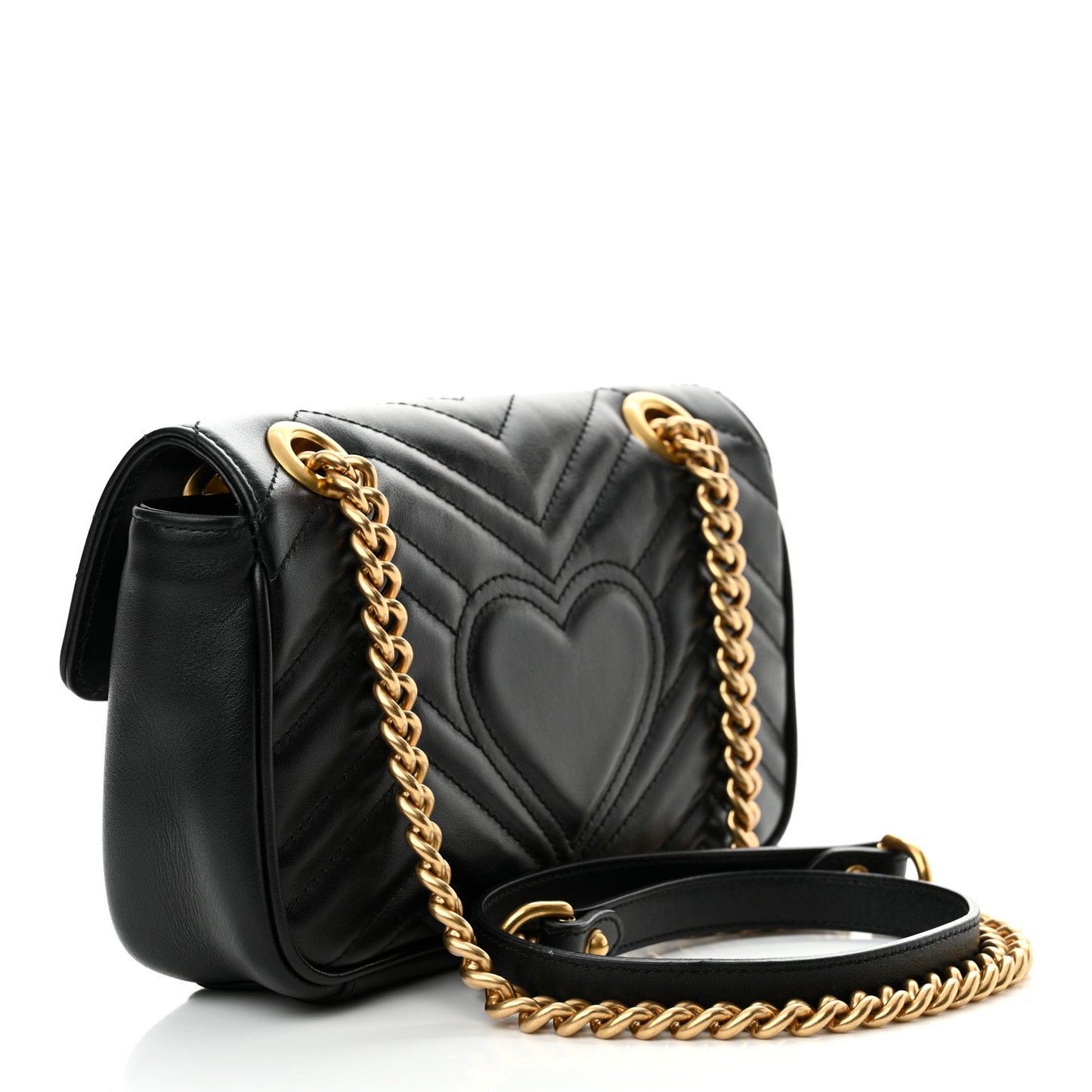Calfskin Matelasse Mini GG Marmont Shoulder Bag Black