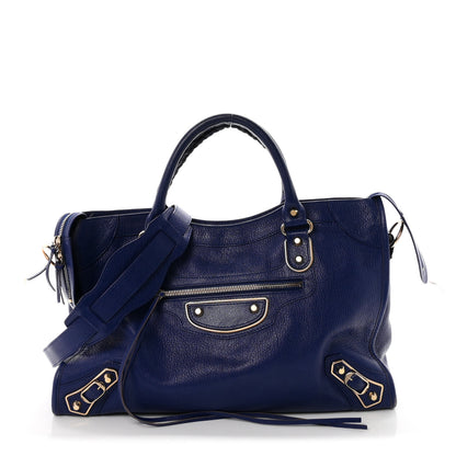 Balenciaga Chevre Gold Metallic Edge Hardware City Bleu Roi 1 of 11