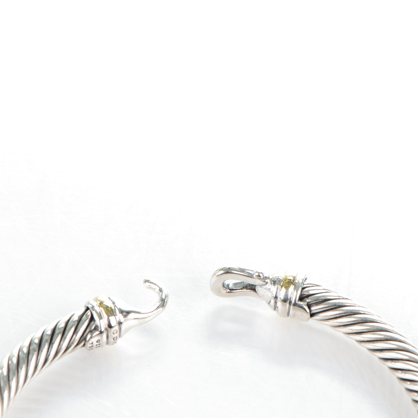 Sterling Silver 18K Yellow Gold 5mm Cable Classic Buckle Bracelet
