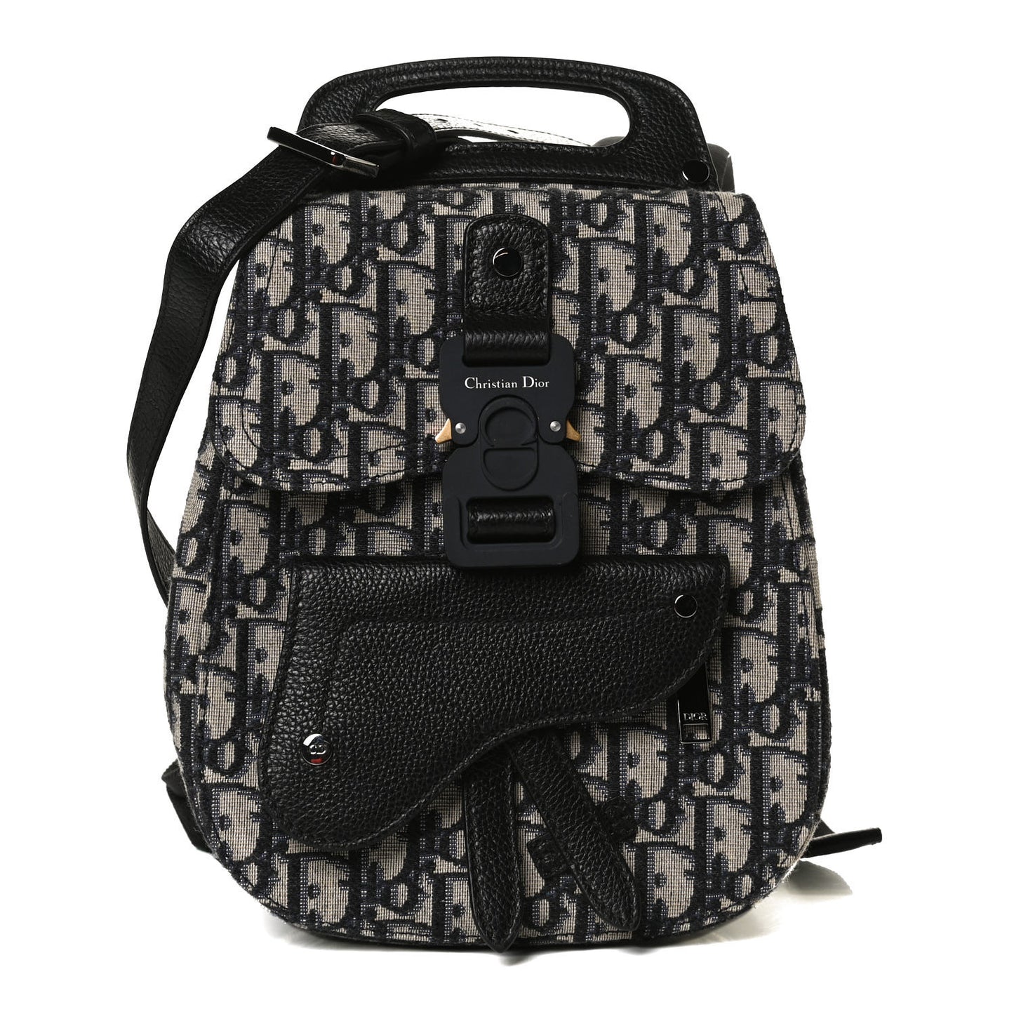 HOMME Oblique Calfskin Mens Mini Saddle Backpack Navy Blue