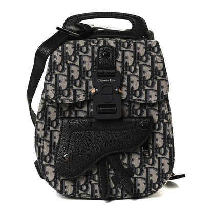 Christian Dior HOMME Oblique Calfskin Mens Mini Saddle Backpack Navy Blue 1 of 15