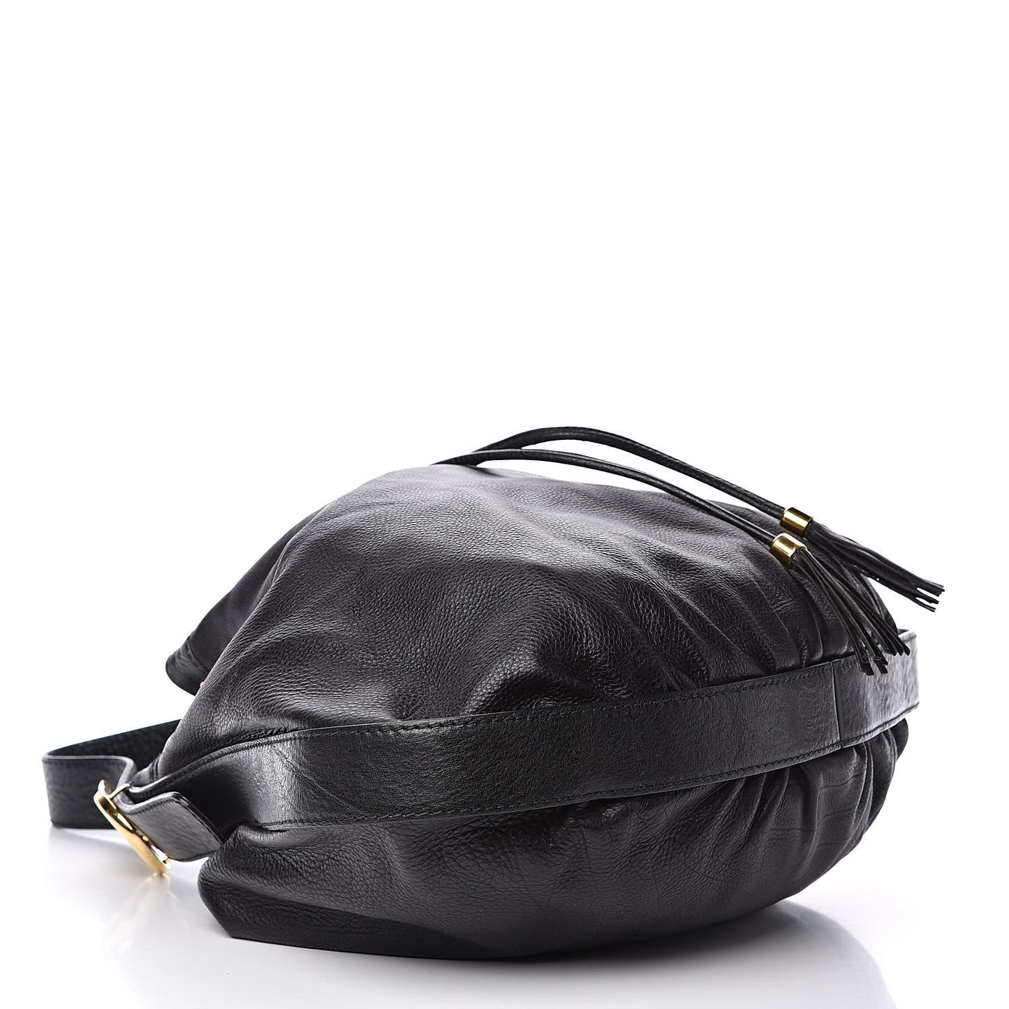 Pebbled Calfskin Medium Interlocking Icon Shoulder Bag Black