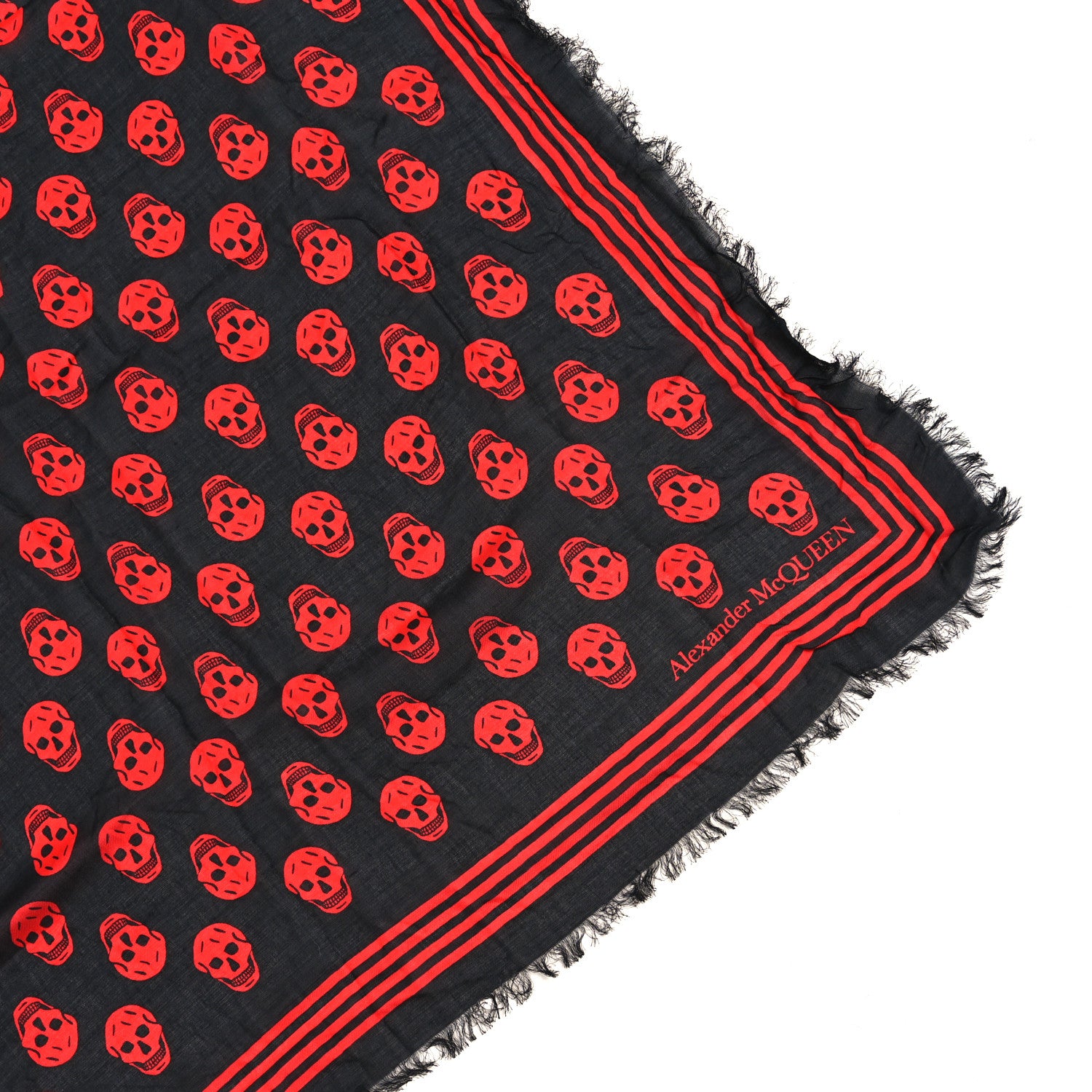 Alexander McQueen Modal Silk Skull Scarf Black Red 1884073