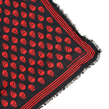 Alexander McQueen Modal Silk Skull Scarf Black Red 2 of 3