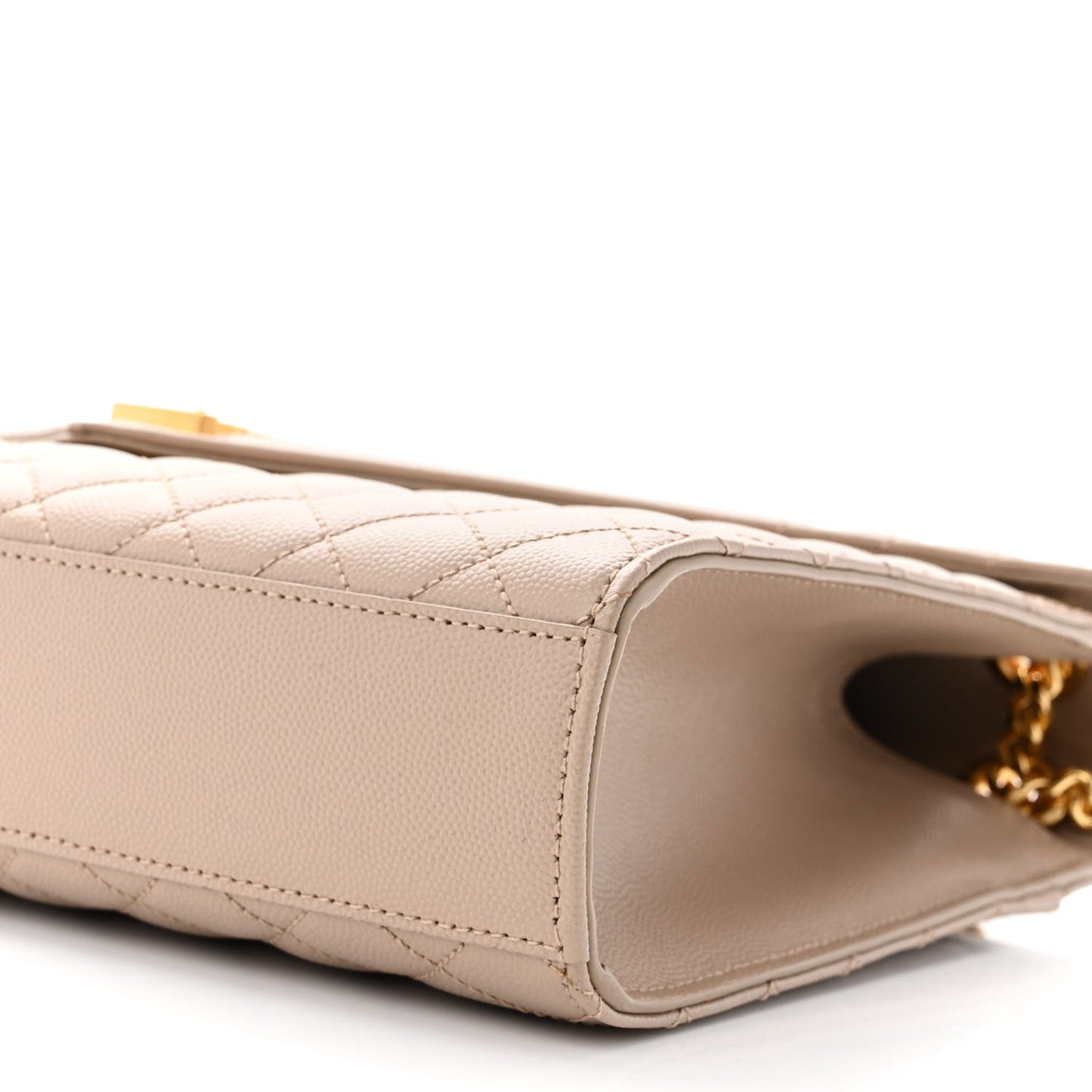 Grain De Poudre Mixed Matelasse Large Triquilt Monogram Satchel Beige