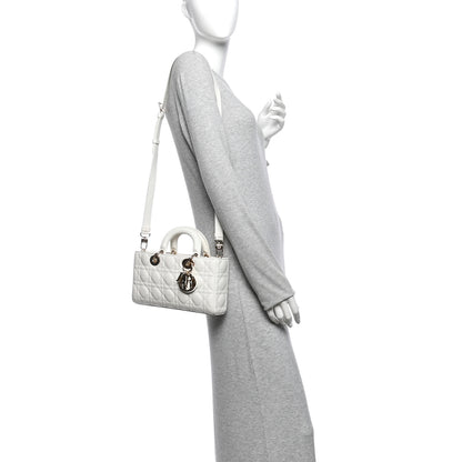 Christian Dior Lambskin Cannage Medium Lady D-Joy White 2 of 10