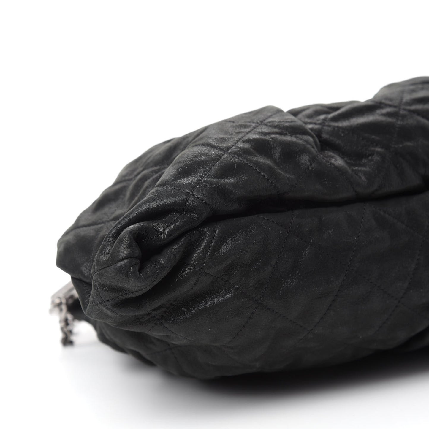 Iridescent Calfskin Chic Quilt Frame Tote Black