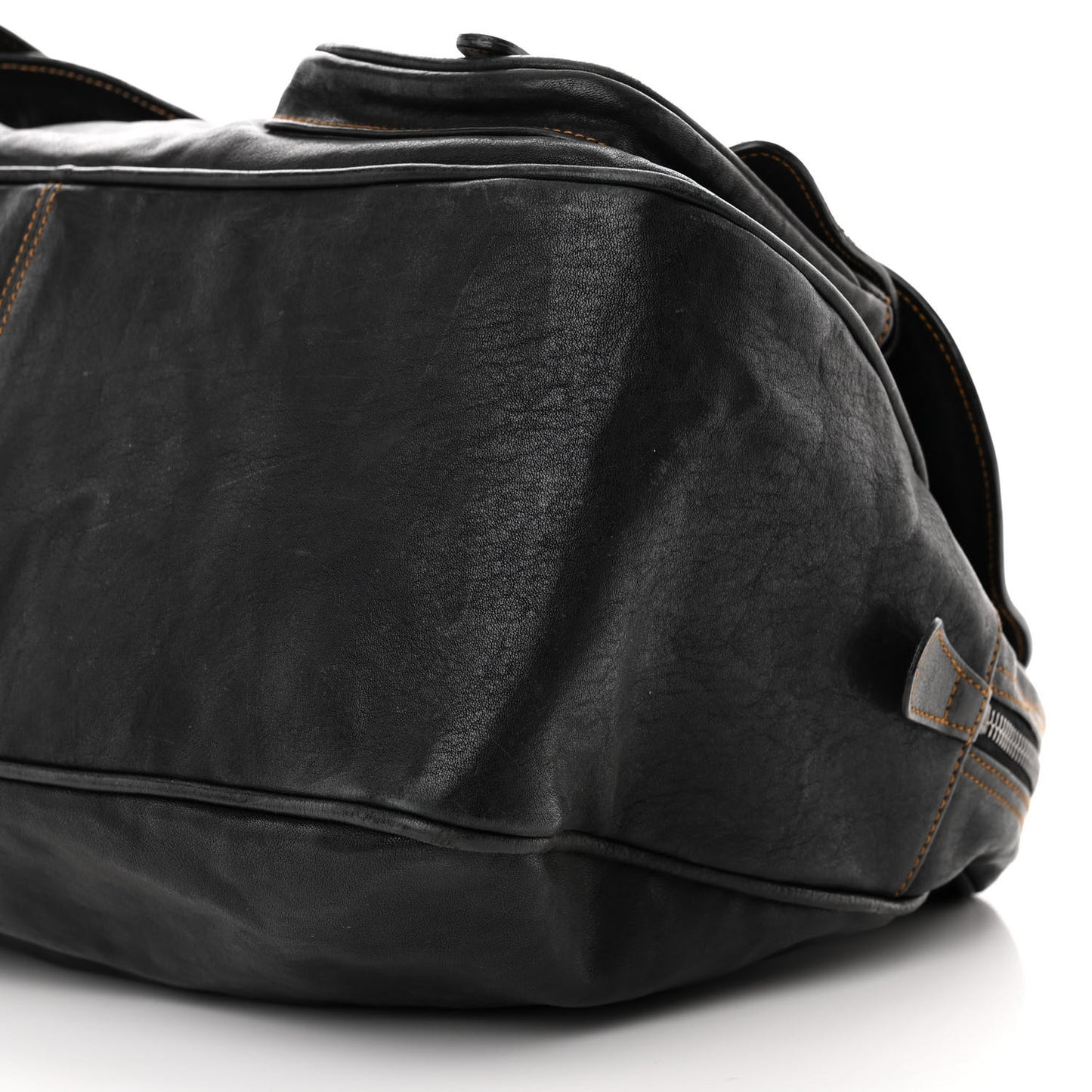 Calfskin Medium Gaucho Double Saddle Bag Black