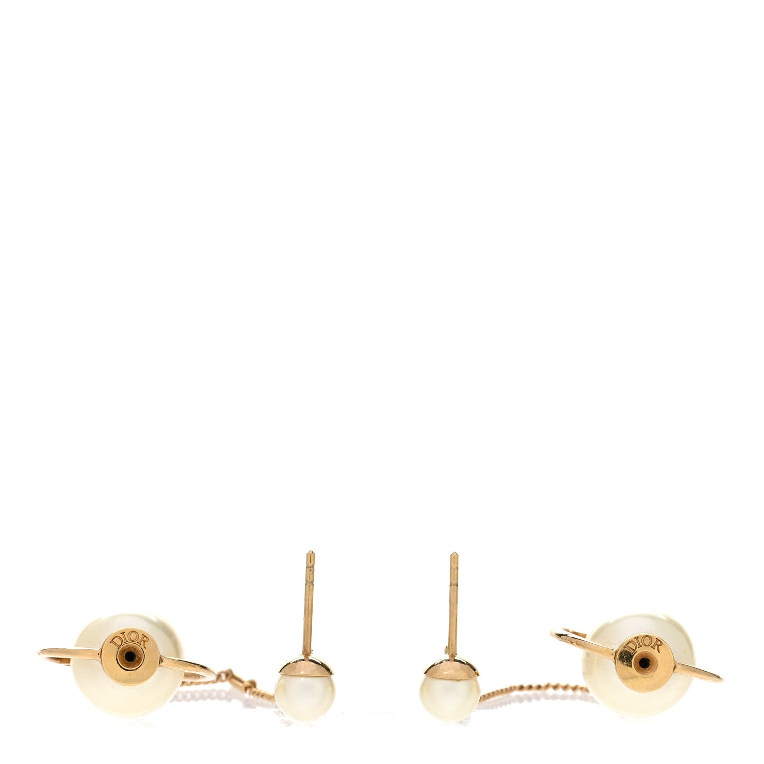 Christian Dior Pearl Tribales Dangle Chain Earrings Gold 3 of 5
