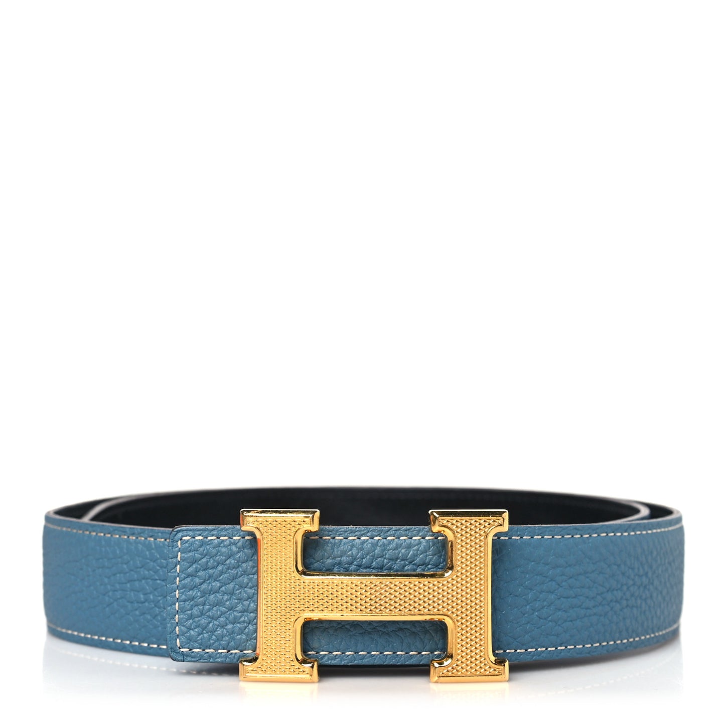 Box Togo 32mm Guilloche H Belt 85 Blue Jean Black