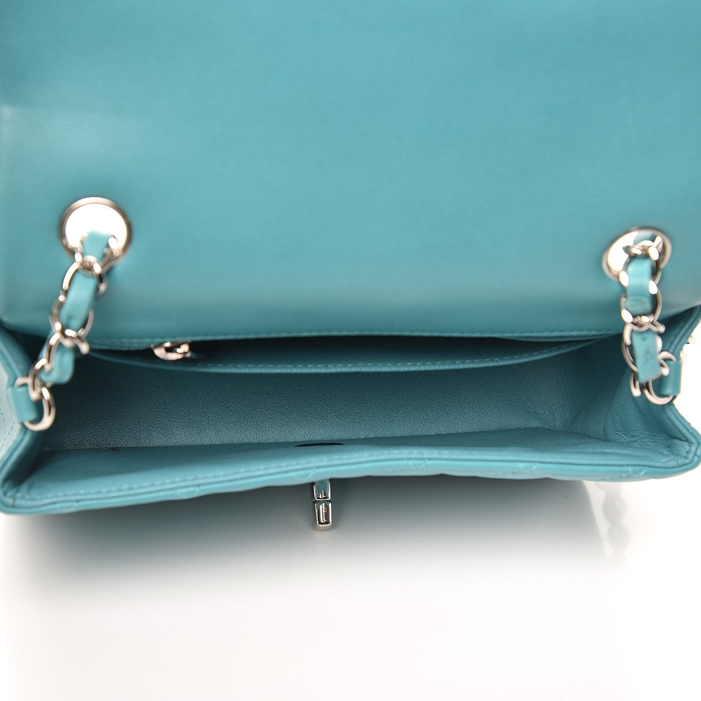 Lambskin Quilted Mini Rectangular Flap Turquoise
