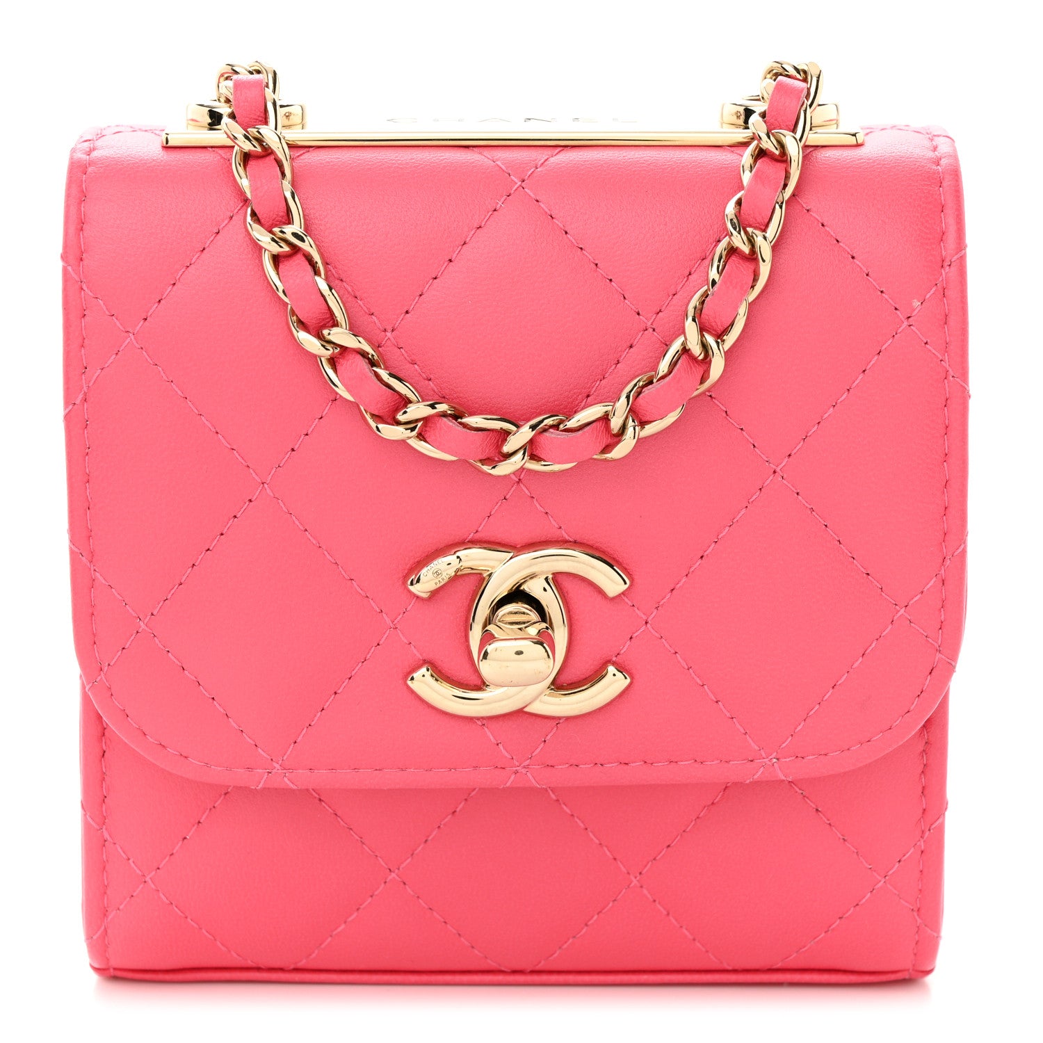 Chanel Lambskin Quilted Mini Trendy CC Chain Wallet Pink 1 of 11