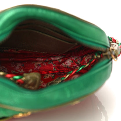 Gucci Laminated Nappa Trapuntata Mini Zumi Dome Shoulder Bag Rosso Jasmine Green Rame 5 of 10