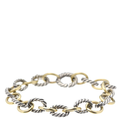 David Yurman Sterling Silver 18K Yellow Gold 10mm Medium Oval Link Bracelet 1 of 5