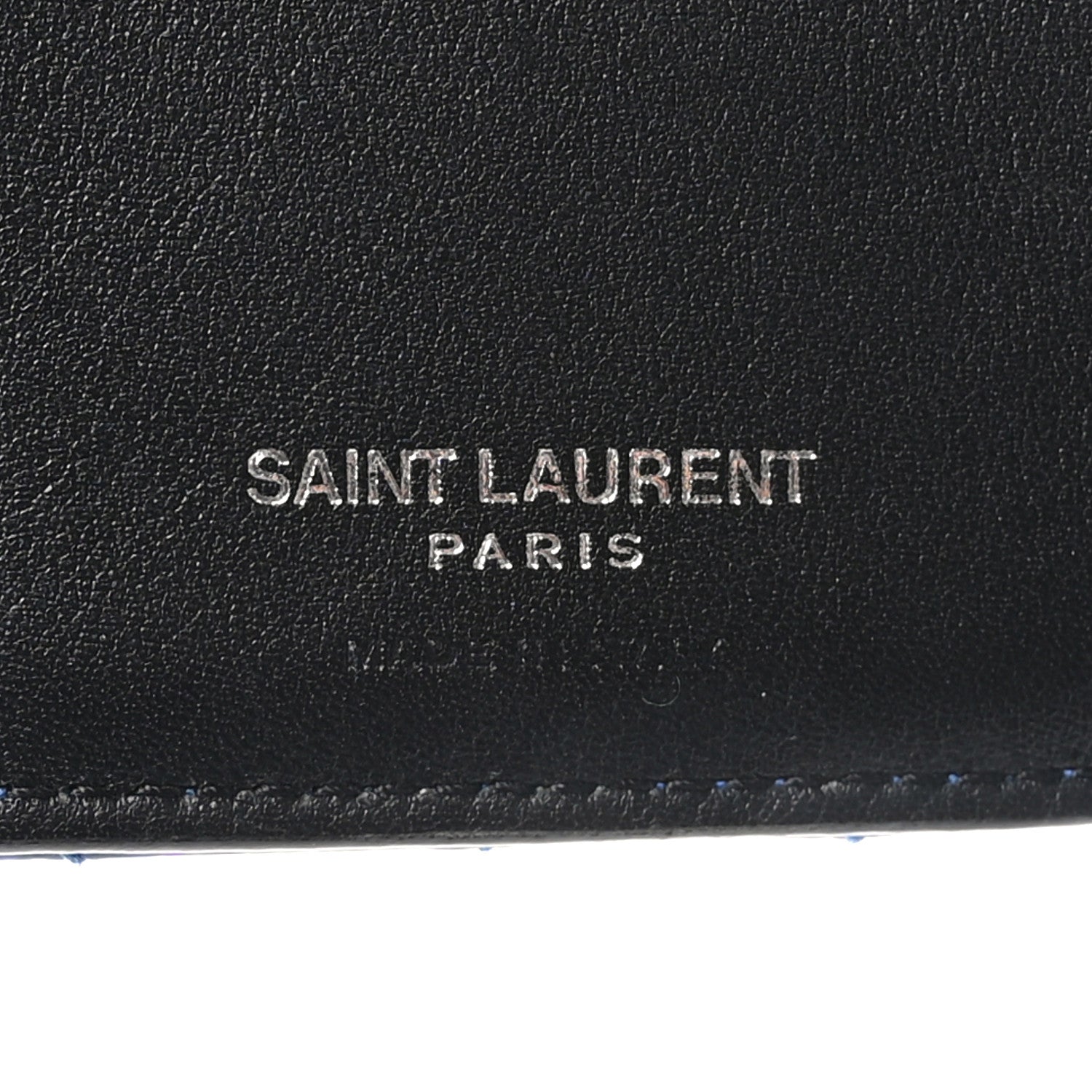 Saint Laurent Patent Grain De Poudre Matelasse Chevron Monogram Zipped Two-Part Wallet Royal Blue 7 of 10
