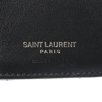Saint Laurent Patent Grain De Poudre Matelasse Chevron Monogram Zipped Two-Part Wallet Royal Blue 7 of 10