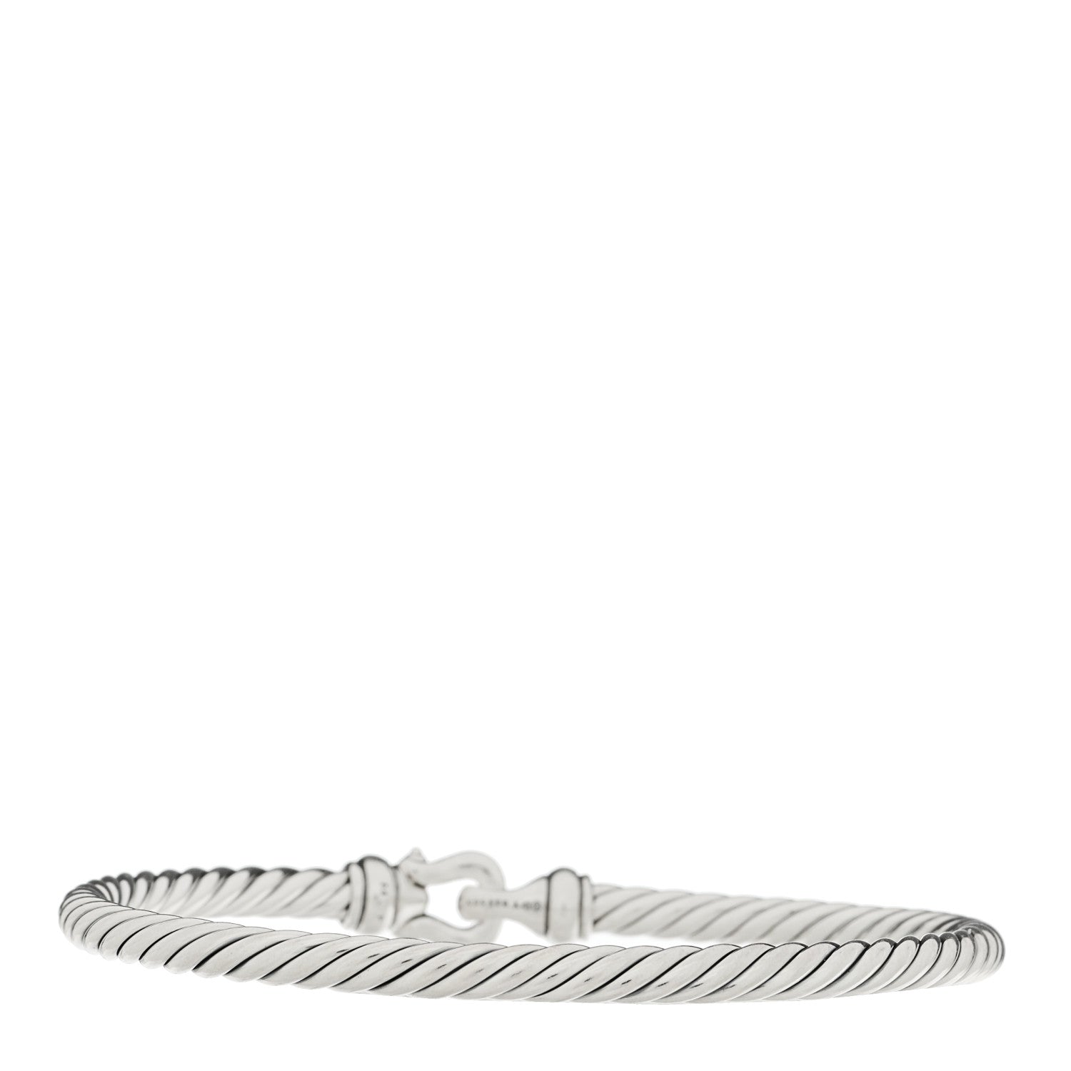 David Yurman Sterling Silver 14K Yellow Gold 4mm Cable Classic Buckle Bracelet 2 of 3