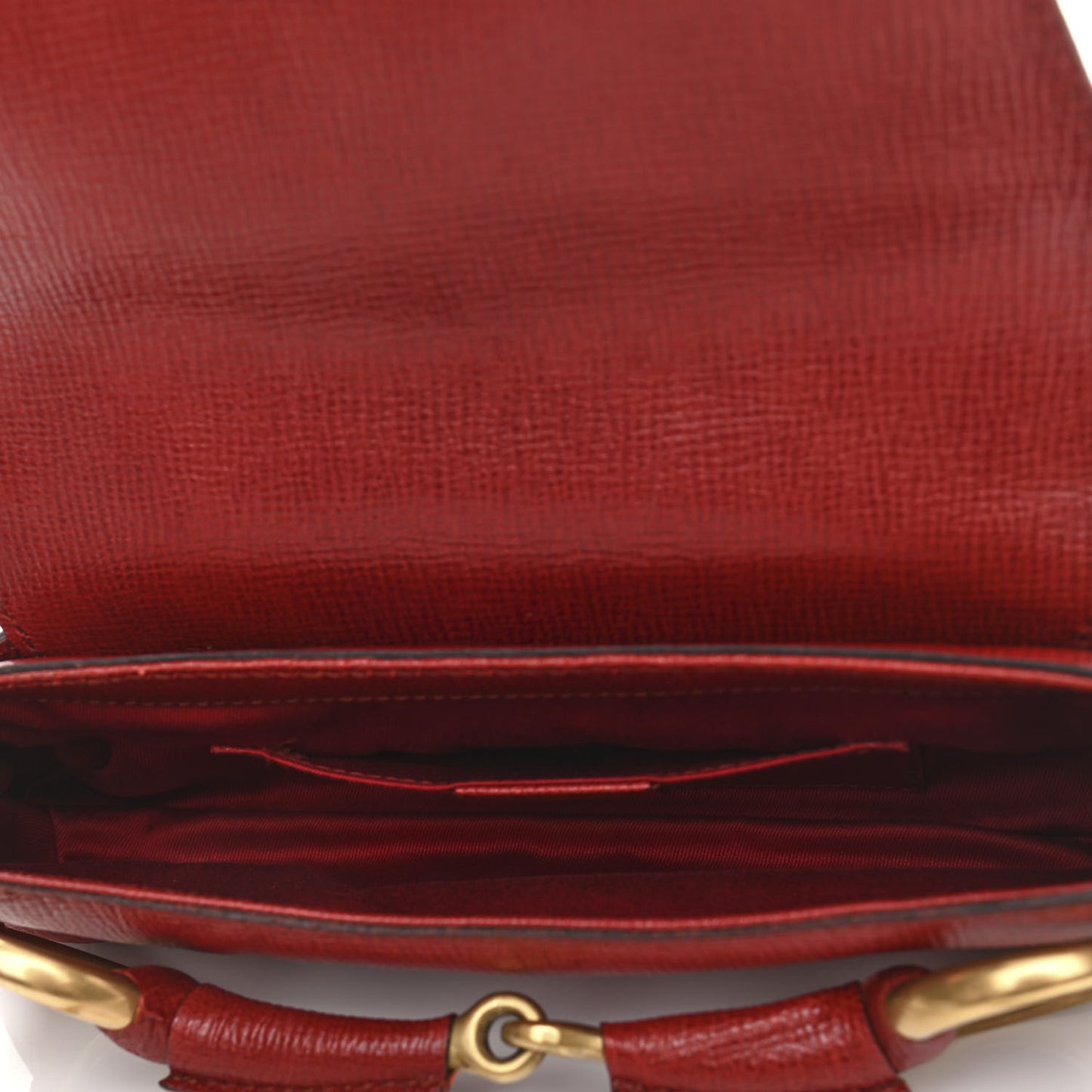 Textured Calfskin Horsebit Chain Clutch Red