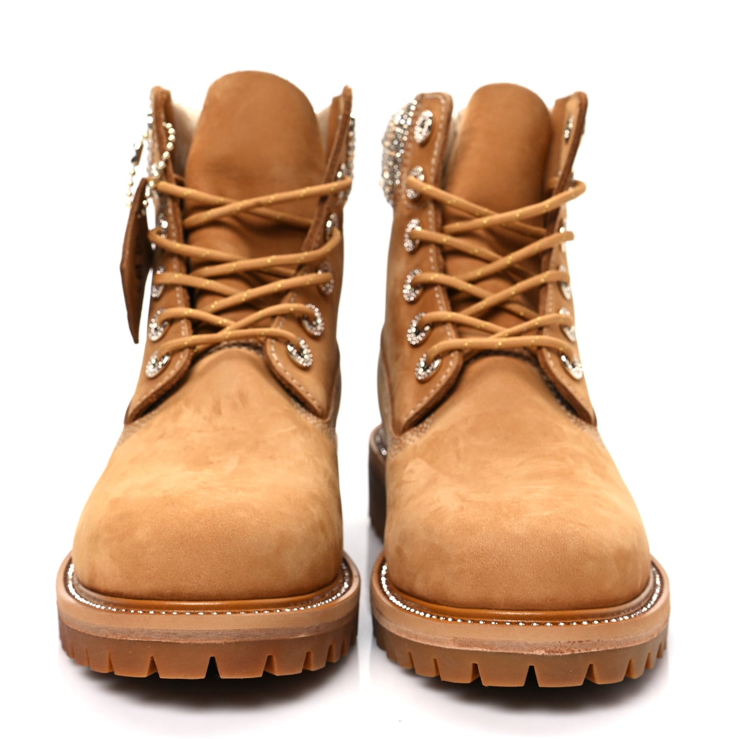 X TIMBERLAND Nubuck Swarovski Crystal Womens Ankle Boots 8.5 Wheat