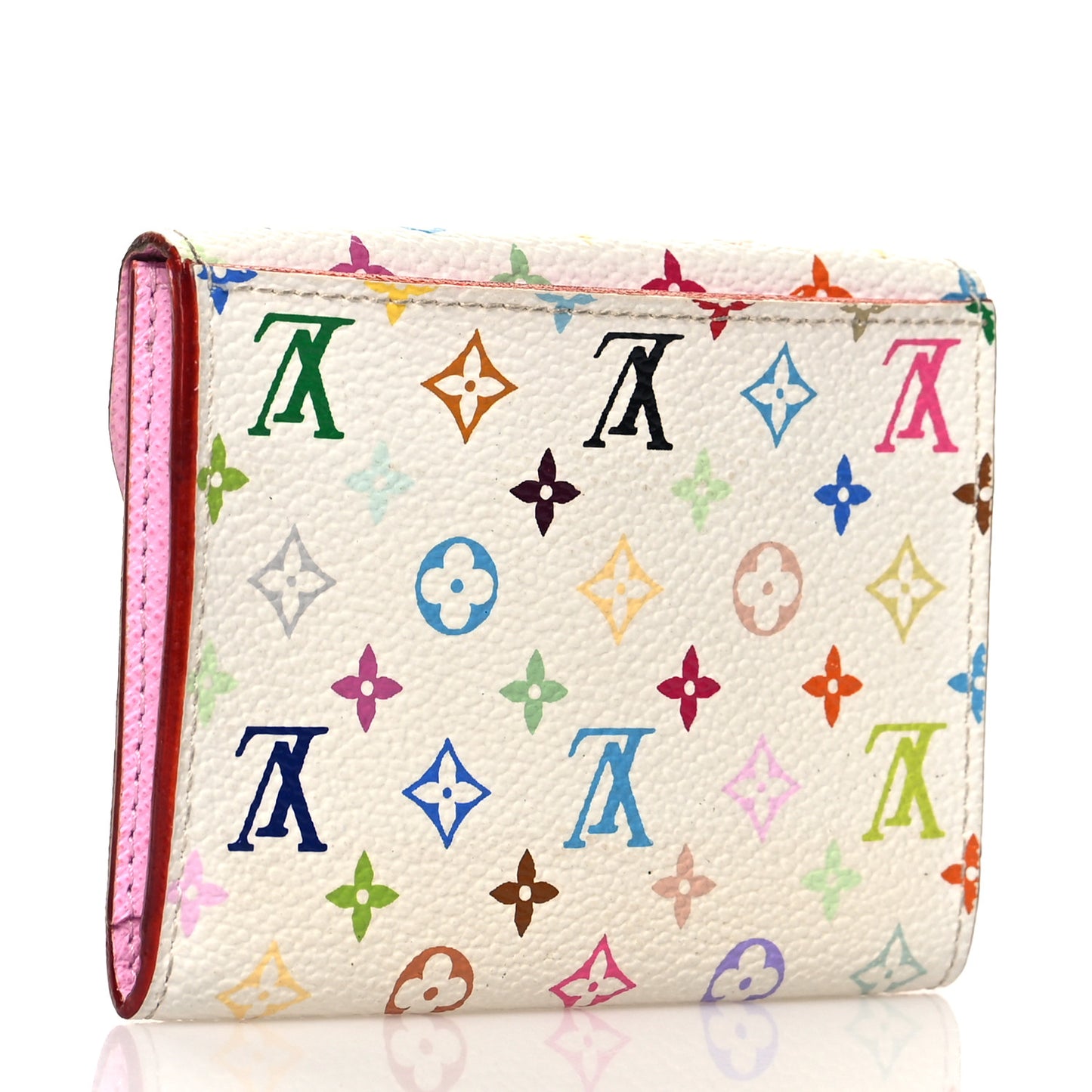 Monogram Multicolor Business Card Holder White Litchi