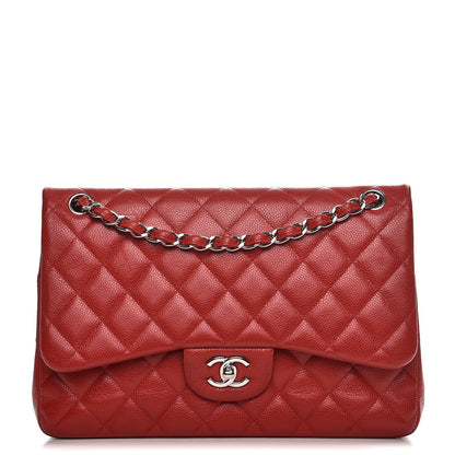 Chanel Caviar Quilted Jumbo Double Flap Red 1 of 12
