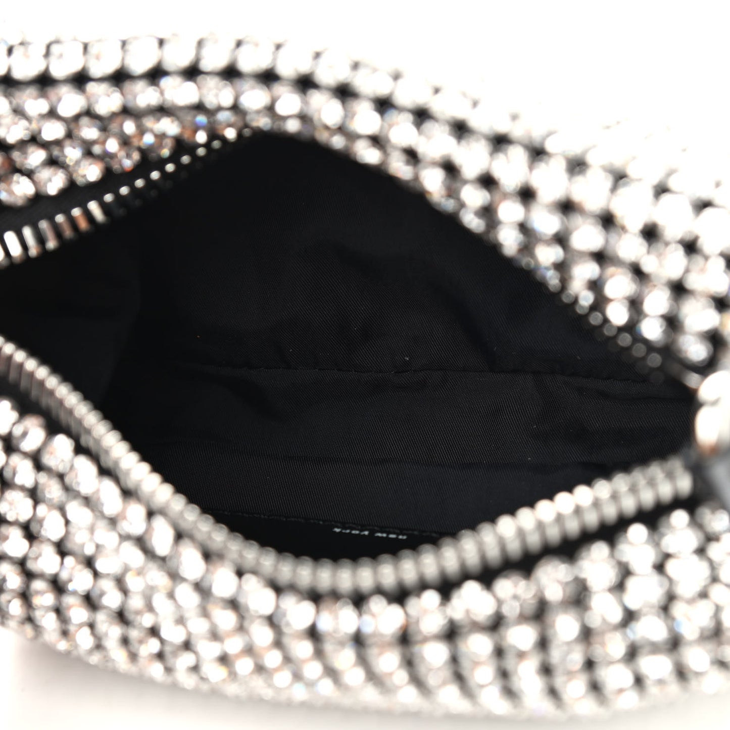 Mesh Crystal Rhinestone Mini Heiress Pouch Black Silver