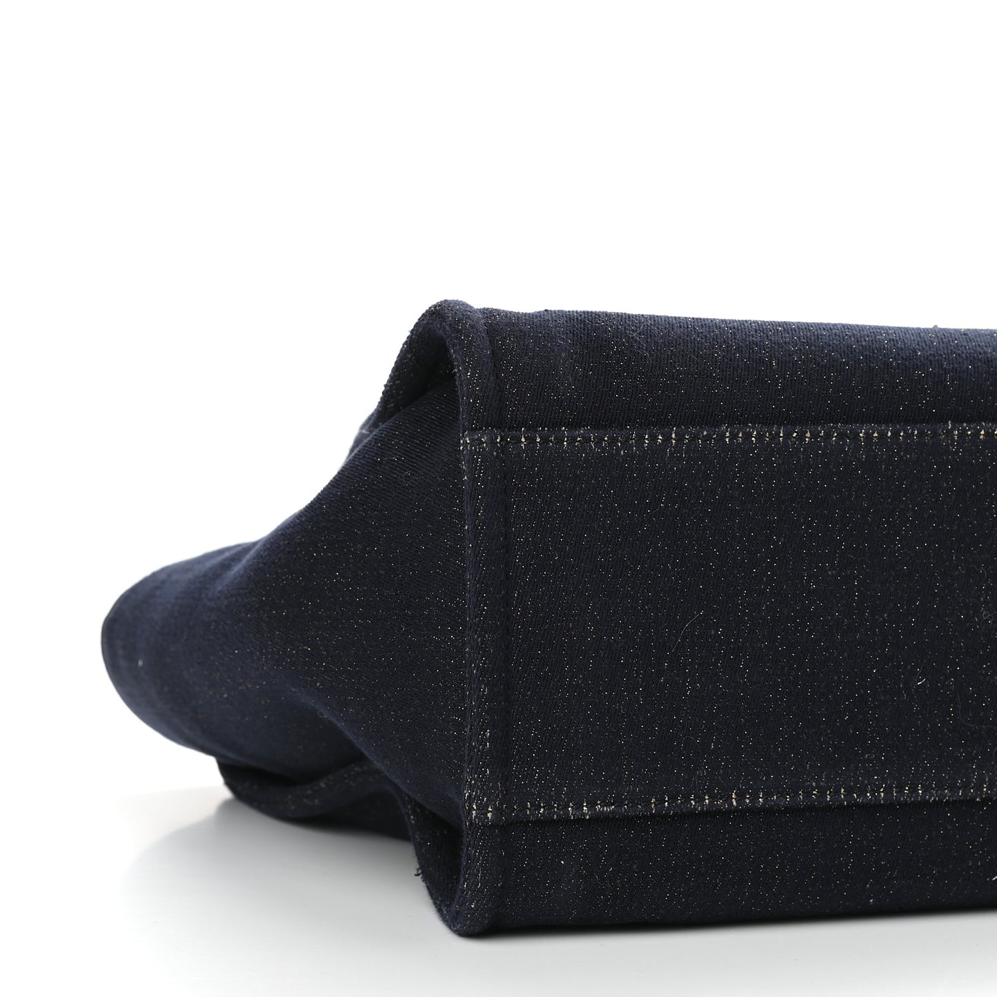 Lurex Canvas Medium Deauville Tote Navy Blue Gold